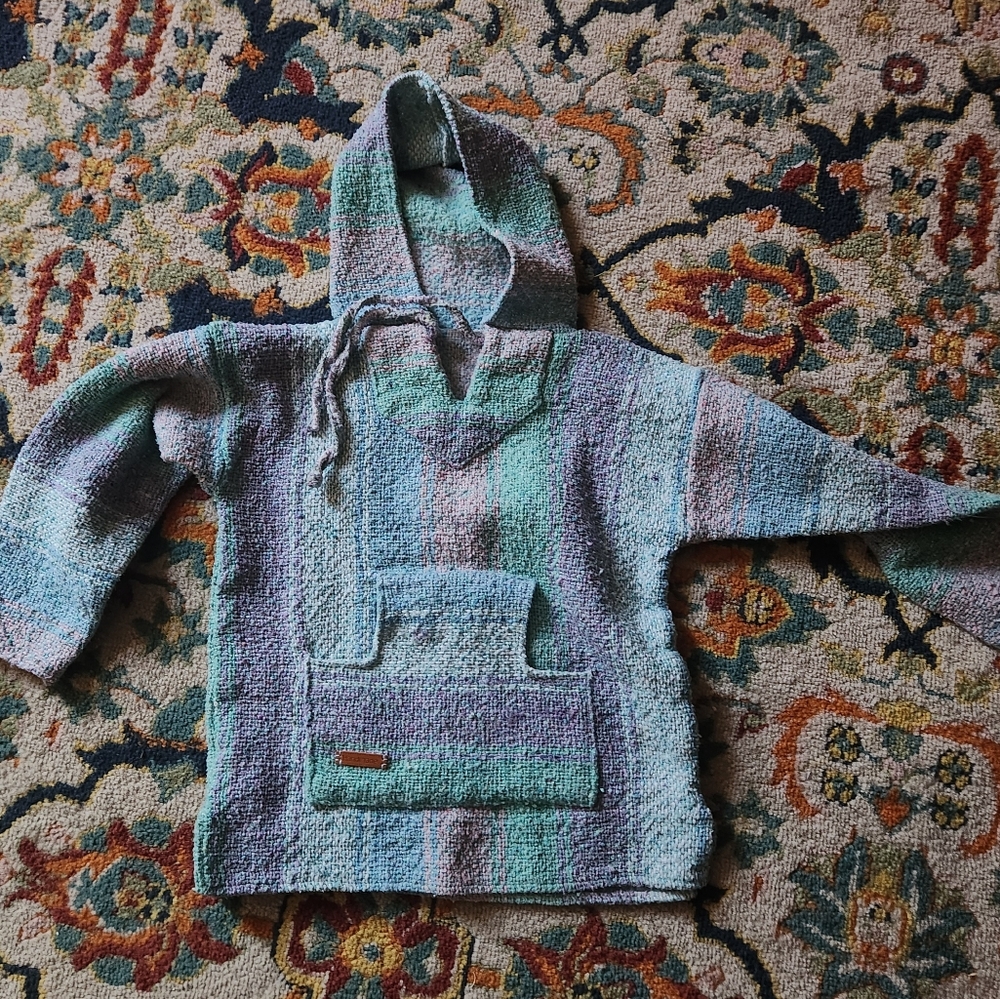 BLUE, GREEN, LAVENDER WEAVED KIDS PULLOVER SWEATER